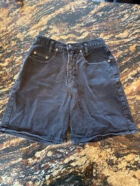 N Line Black Denim High Rise Shorts